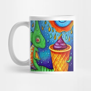 happy dinosaur love ice cream art Mug